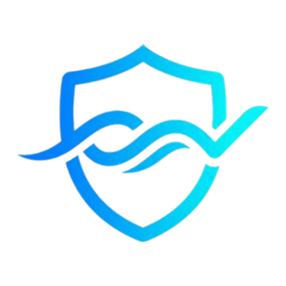 Flow-Guard logo: a light blue shield with a flowing line and a tick.
